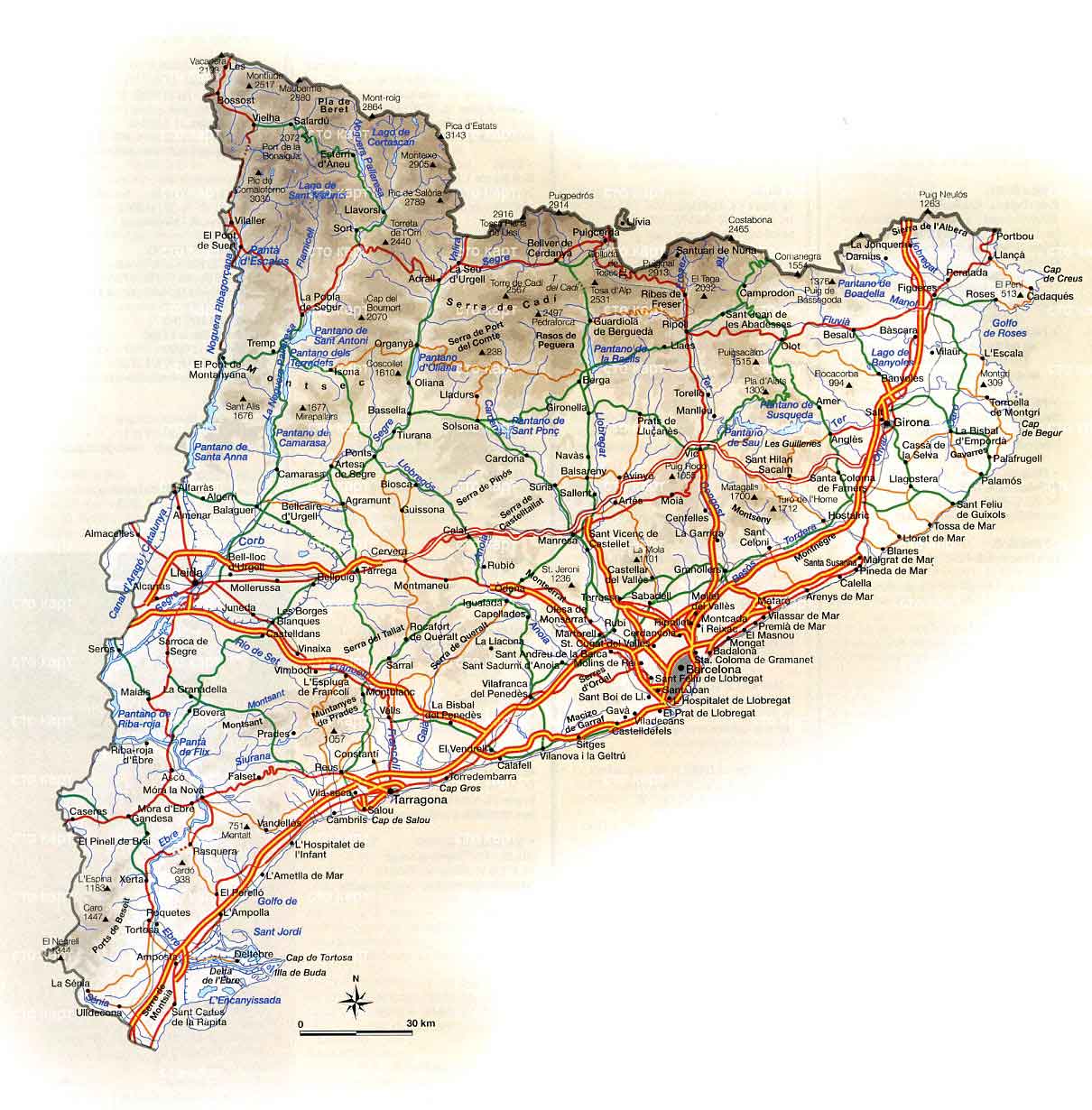 Mapa de carreteras de Cataluña