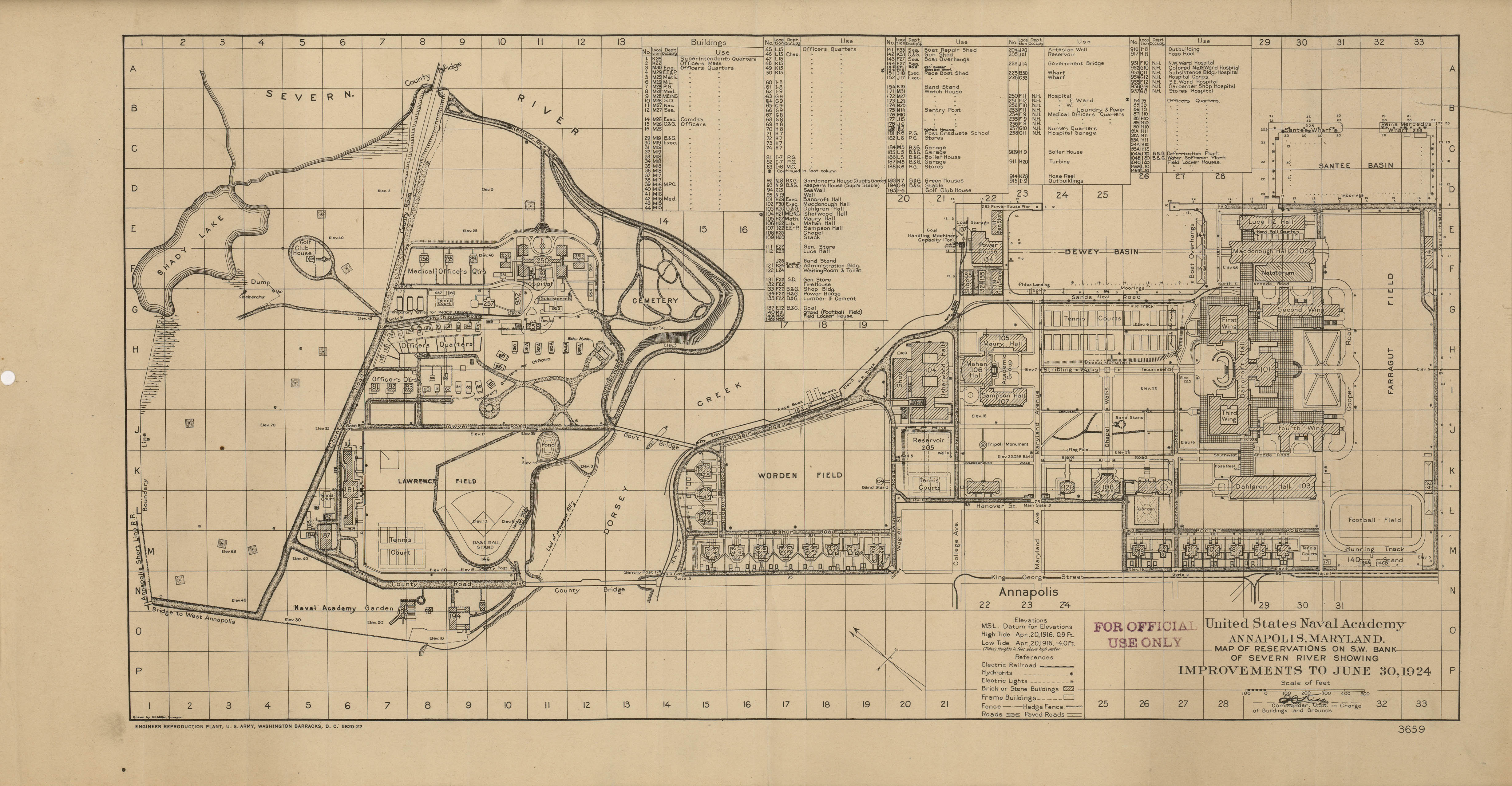 Mapa de la Academia Naval de los Estados Unidos, Annapolis, Maryland 1924