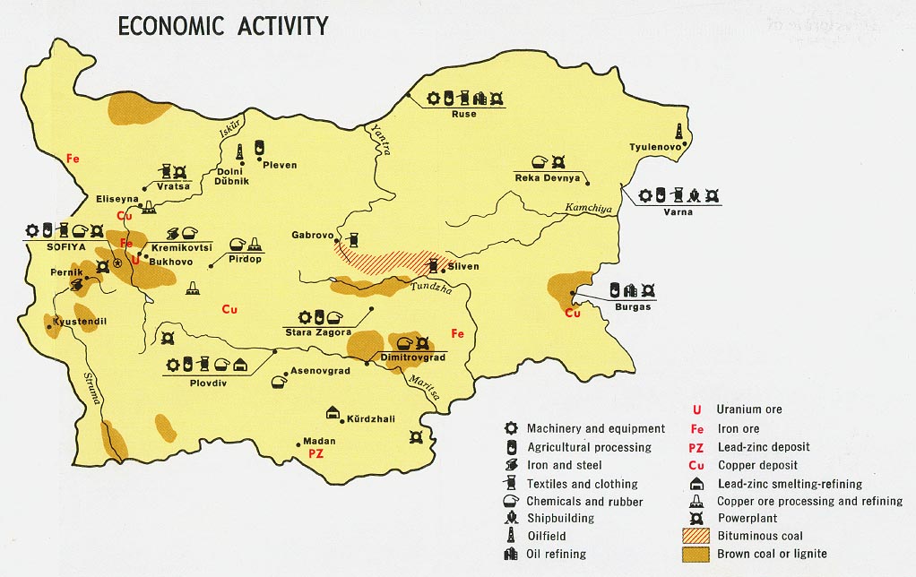 Mapa de la Actividad Económica de Bulgaria