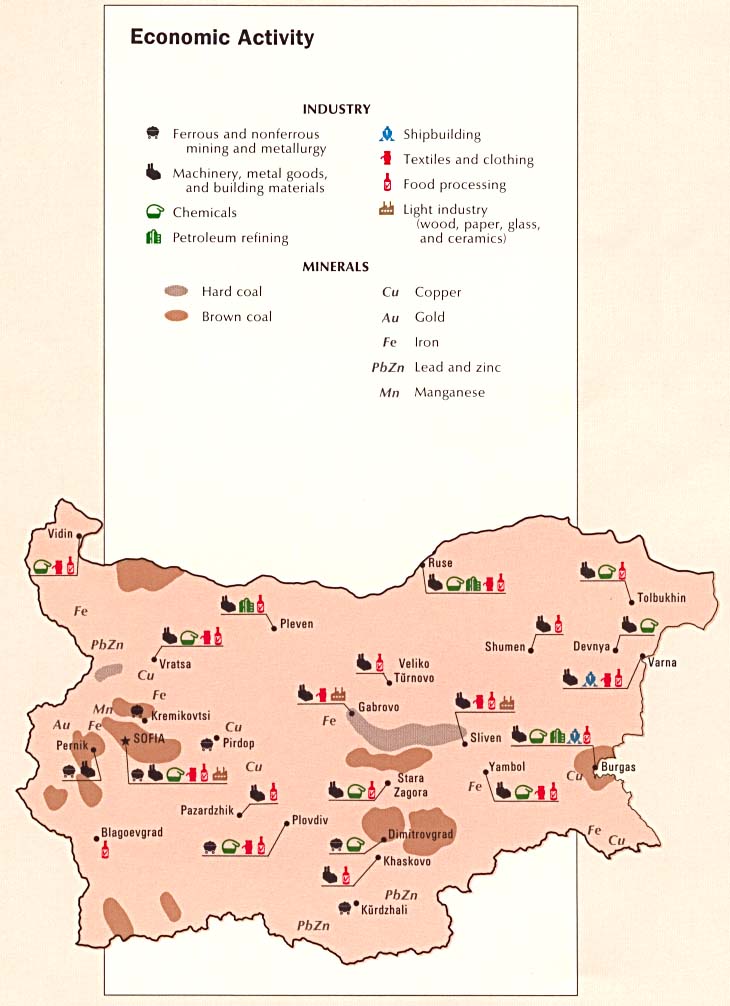 Mapa de la Actividad Económica de Bulgaria