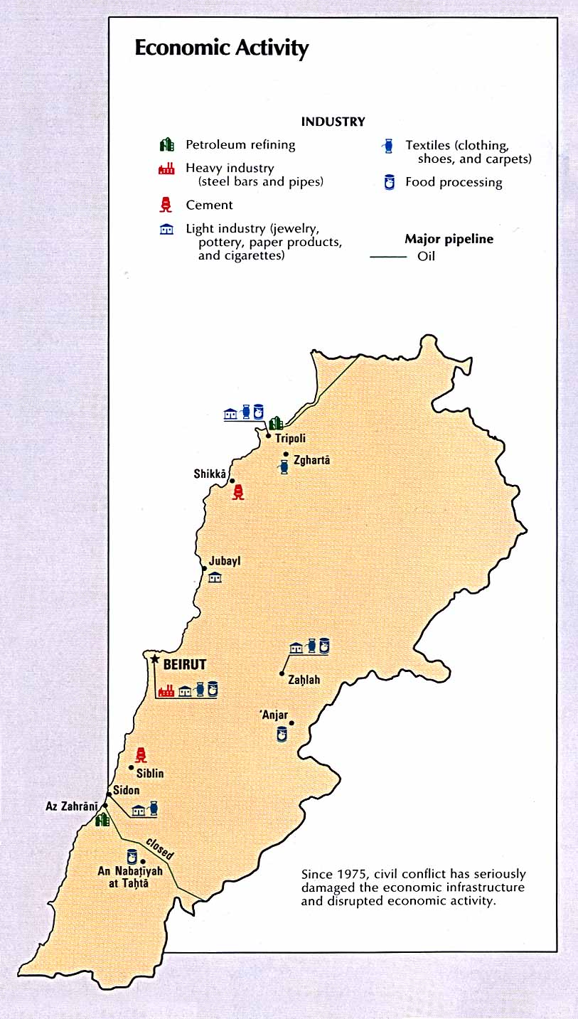 Mapa de la Actividad Económica de Líbano