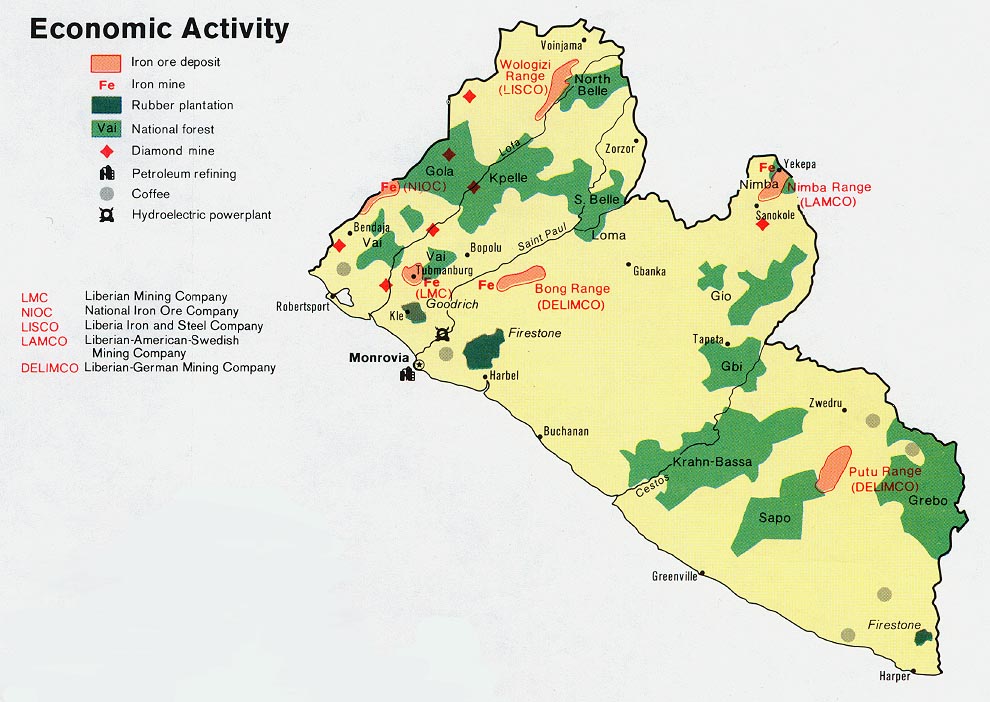 Mapa de la Actividad Económica de Liberia