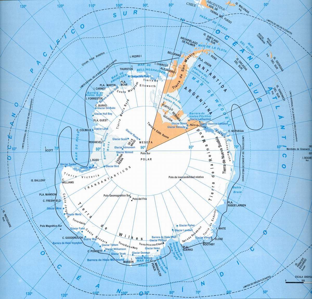 Mapa de la Antartida  Argentina