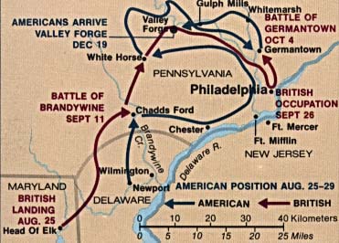 Mapa de la Batalla de Valle Forge, Pensilvania, Estados Unidos  1777 – 1778