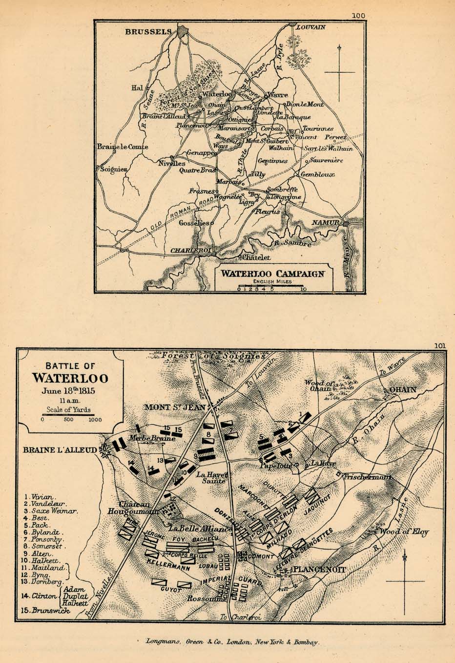 Mapa de la Campaña y Batalla de Waterloo