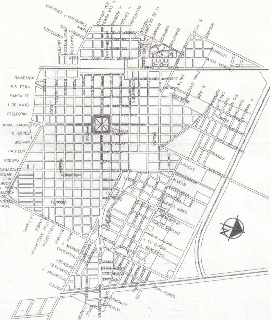 Mapa de la Ciudad Sunchales, Prov. Santa Fe, Argentina