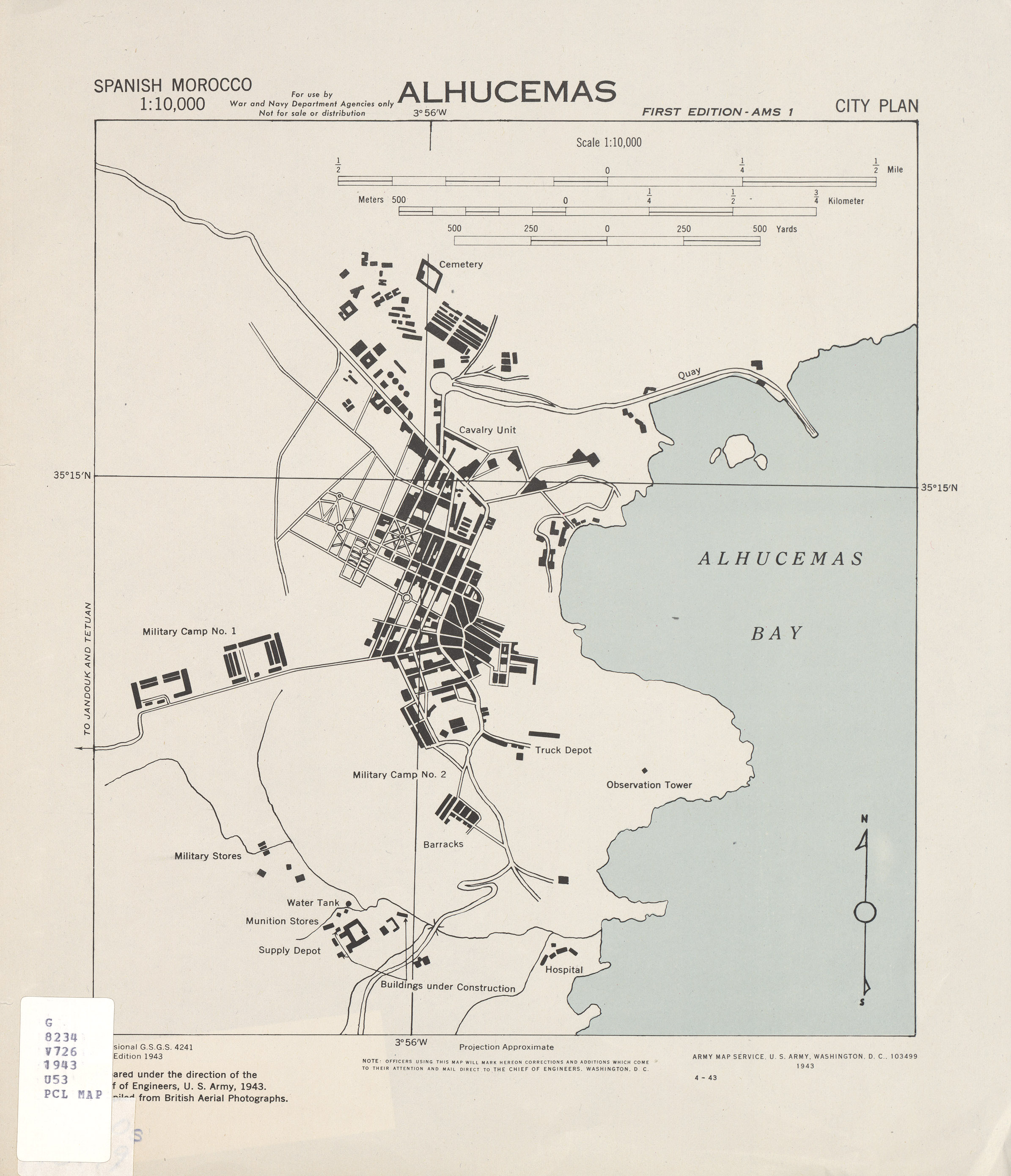 Mapa de la Ciudad de Alhucemas, España 1943