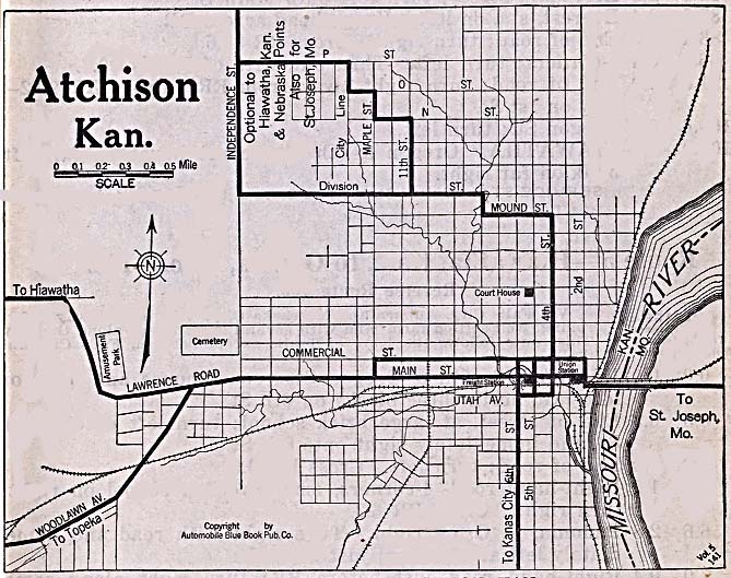 Mapa de la Ciudad de Atchison, Kansas, Estados Unidos 1920