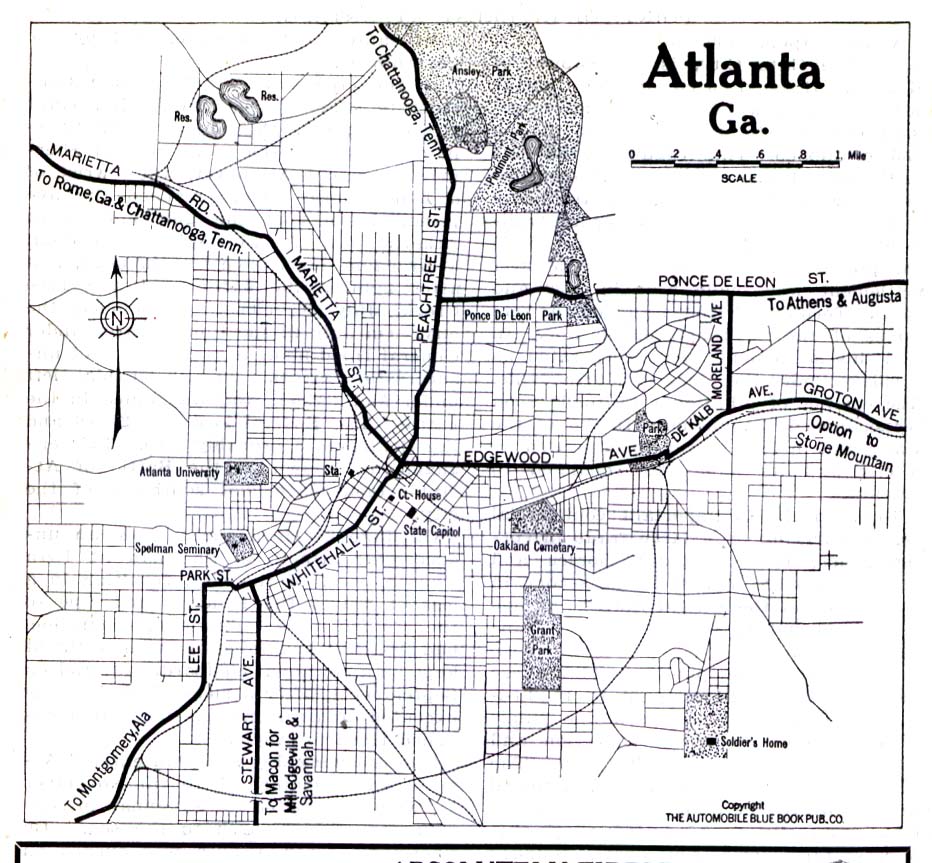 Mapa de la Ciudad de Atlanta, Georgia, Estados Unidos 1919