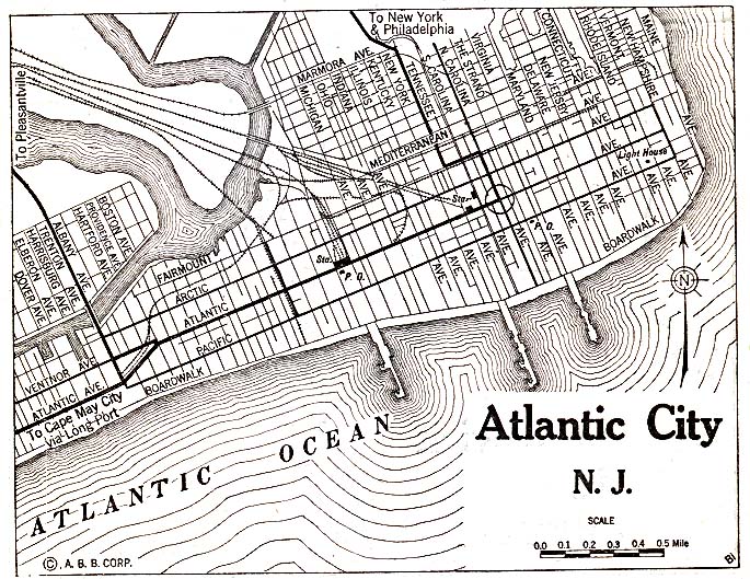 Mapa de la Ciudad de Atlantic City, Nueva Jersey, Estados Unidos 1920