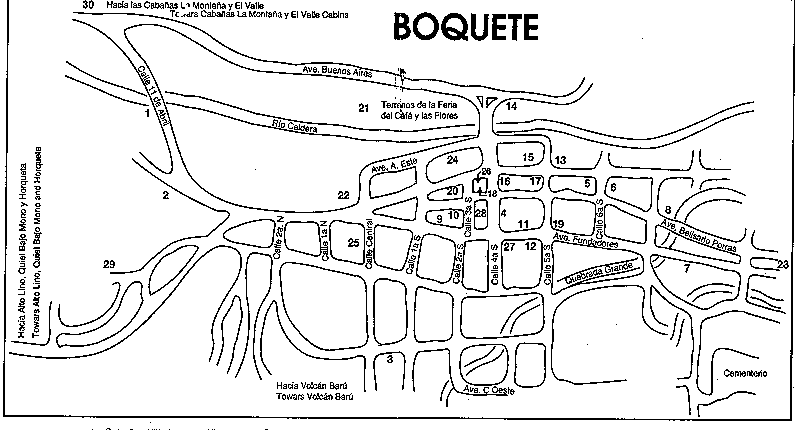 Mapa de la Ciudad de Boquete, Chiriquí, Rep. de Panamá