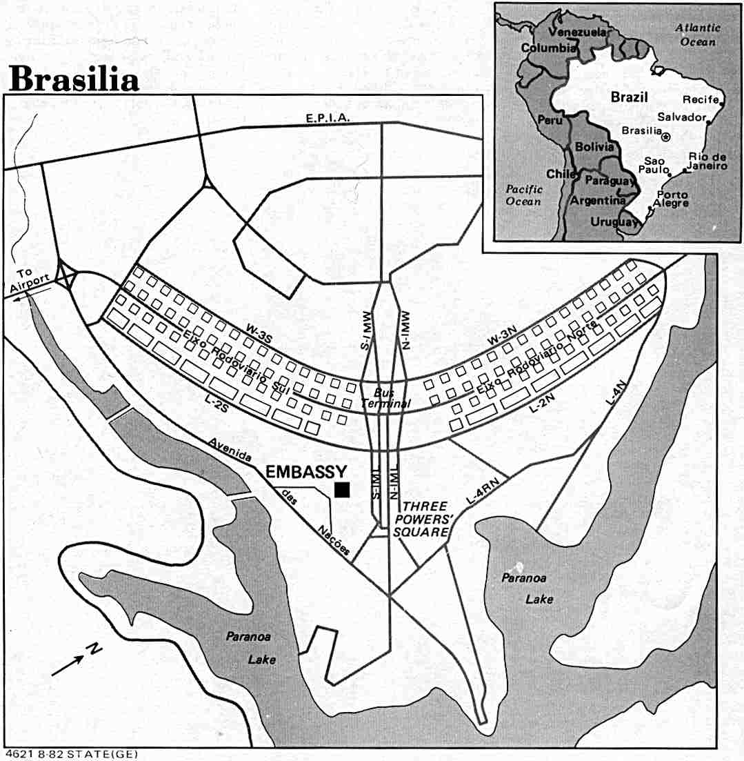 Mapa de la Ciudad de Brasilia, Brasil