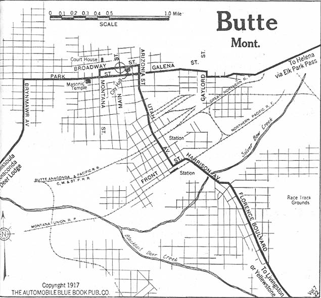 Mapa de la Ciudad de Butte, Montana, Estados Unidos 1917