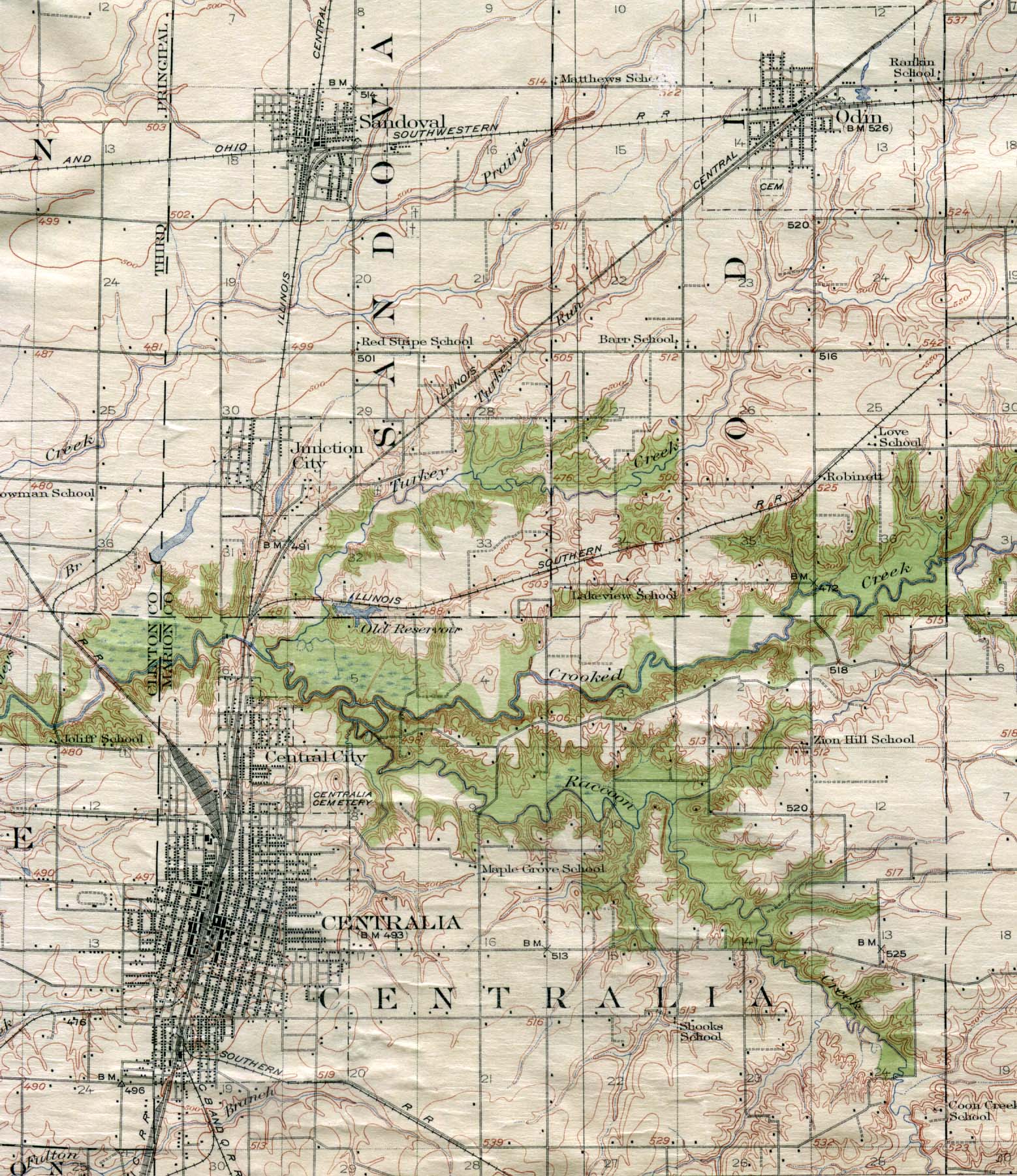 Mapa de la Ciudad de Centralia, Illinois, Estados Unidos 1914