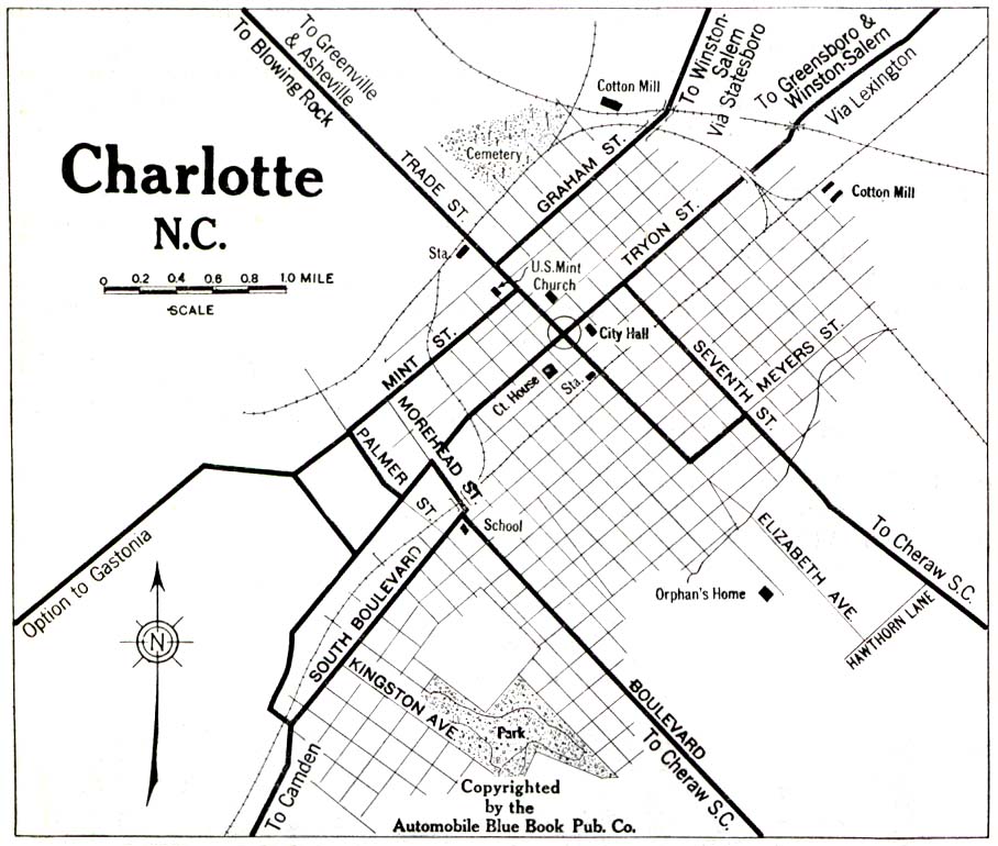 Maps Of Charlotte City Map North Carolina United States 1919 Mapa Owje Com