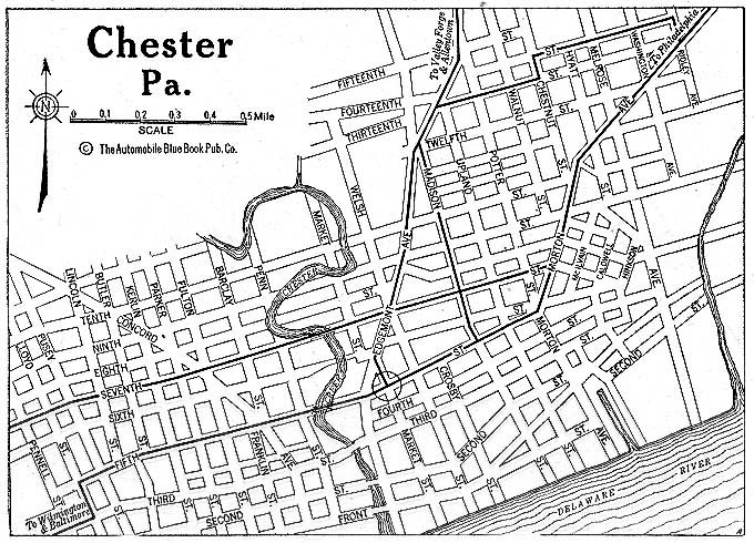 Mapa de la Ciudad de Chester, Pensilvania, Estados Unidos 1920