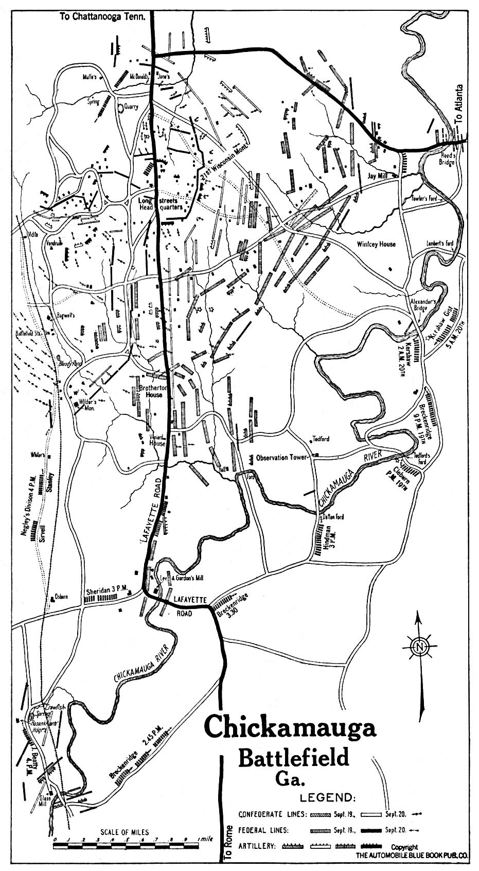 Mapa de la Ciudad de Chickamauga, Georgia, Estados Unidos 1919