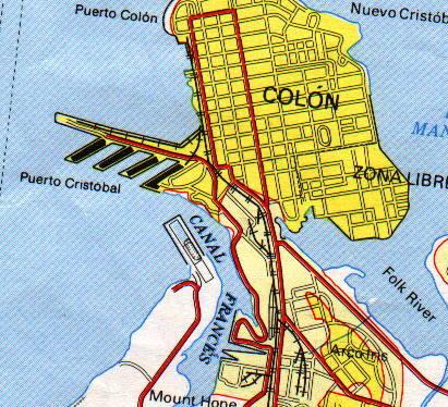 Mapa de la Ciudad de Colón, Panamá