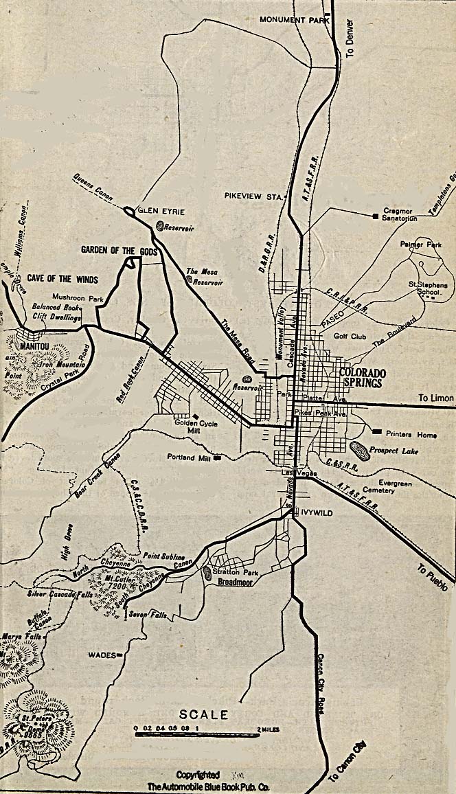 Mapa de la Ciudad de Colorado Springs, Colorado, Estados Unidos 1920