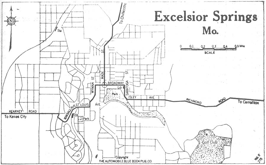 Mapa de la Ciudad de Excelsior Springs, Missouri, Estados Unidos 1920