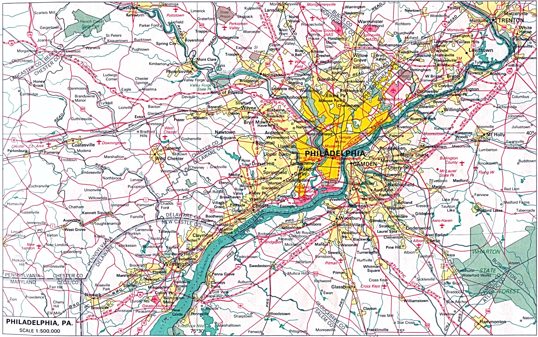 Mapa de la Ciudad de Filadelfia, Pensilvania, Estados Unidos