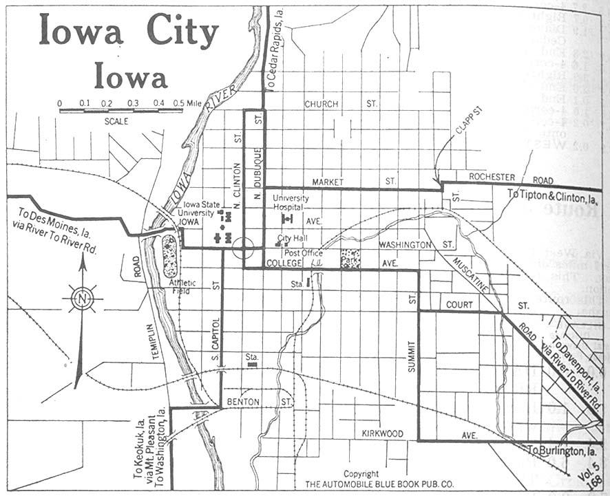 Mapa de la Ciudad de Iowa City, Iowa, Estados Unidos 1920