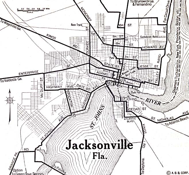 Mapa de la Ciudad de Jacksonville, Florida, Estados Unidos 1920