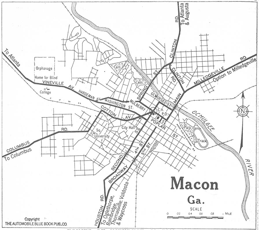 Mapa de la Ciudad de Macon, Georgia, Estados Unidos 1919