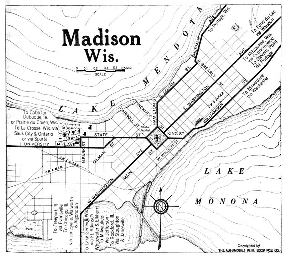 Mapa de la Ciudad de Madison, Wisconsin, Estados Unidos 1920