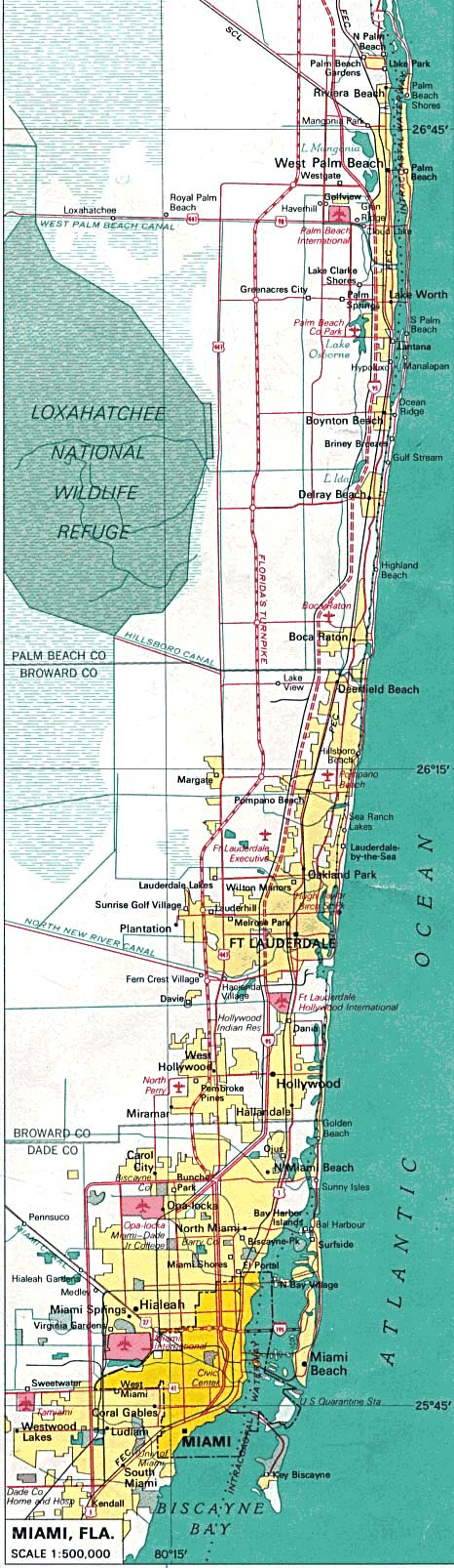 mapa de la ciudad de miami, florida, estados unidos - mapa