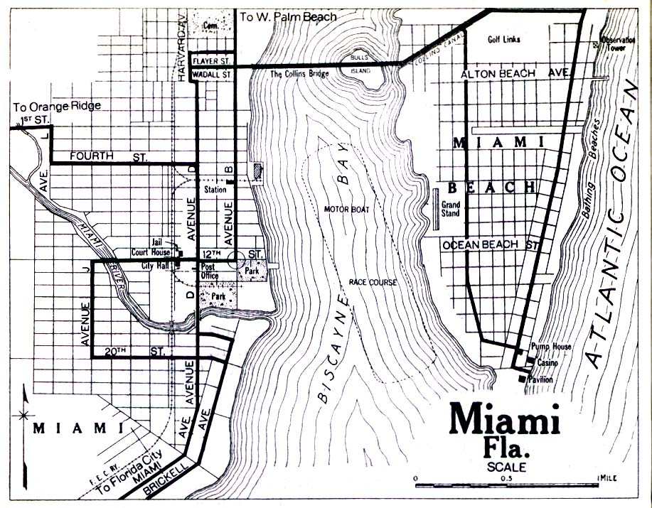 Mapa de la Ciudad de Miami, Florida, Estados Unidos 1919