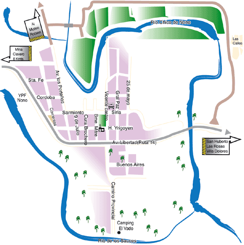 Mapa de la Ciudad de Nono, Prov. Córdoba, Argentina