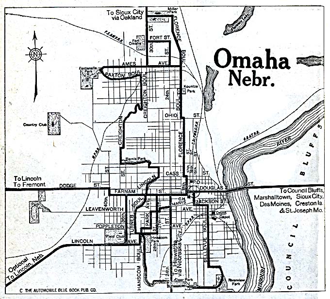 Mapa de la Ciudad de Omaha City, Nebraska, Estados Unidos 1920