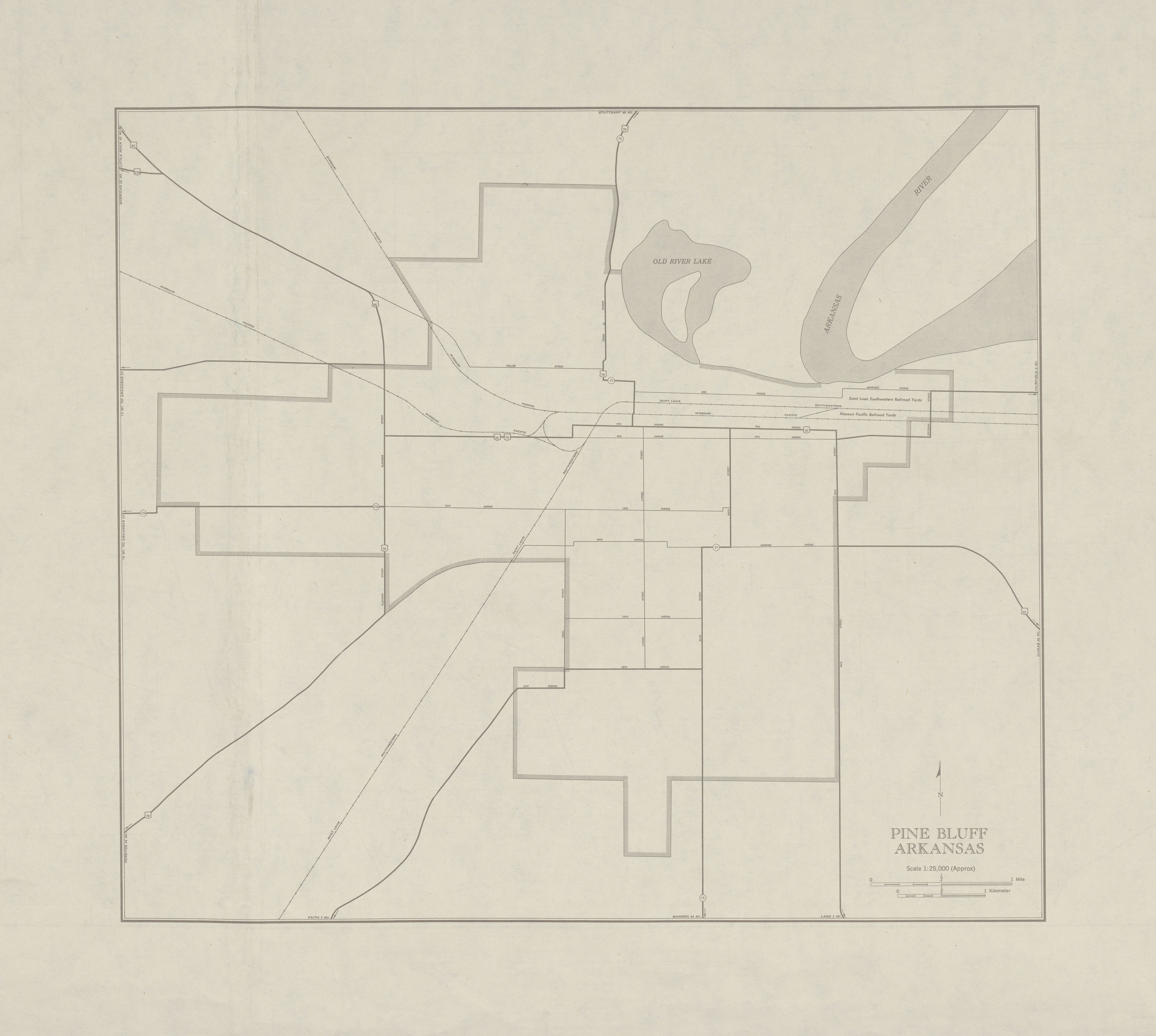 Mapa de la Ciudad de Pine Bluff, Arkansas, Estados Unidos 1948