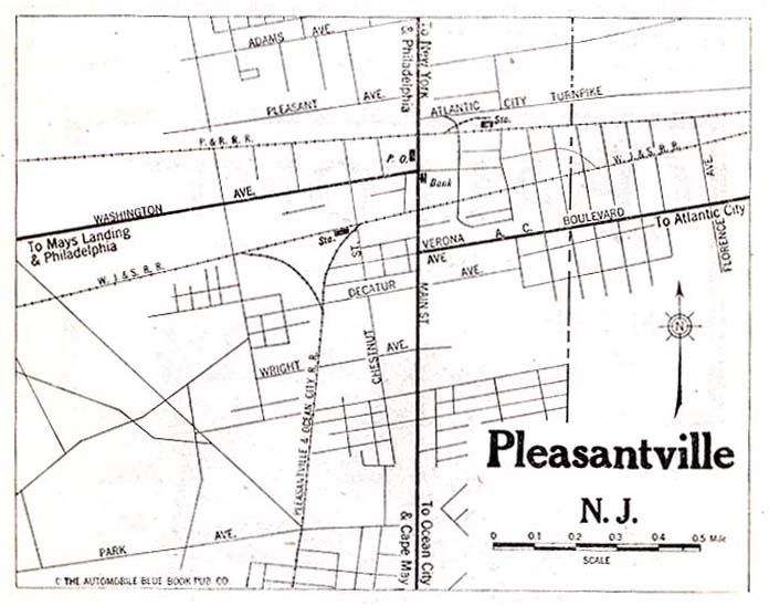 Mapa de la Ciudad de Pleasantville, Nueva Jersey, Estados Unidos 1920