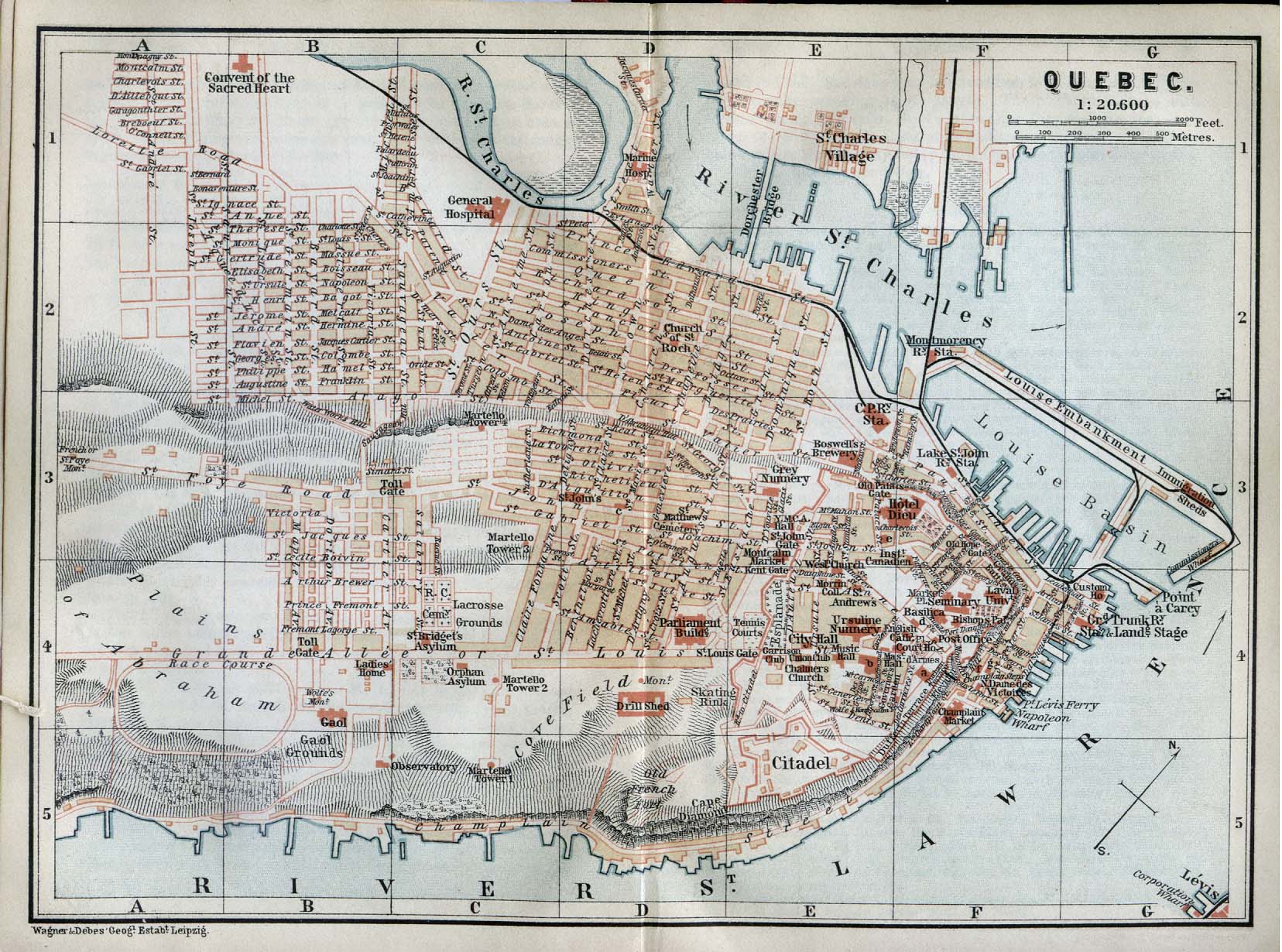 Mapa de la Ciudad de Quebec, Canadá 1894