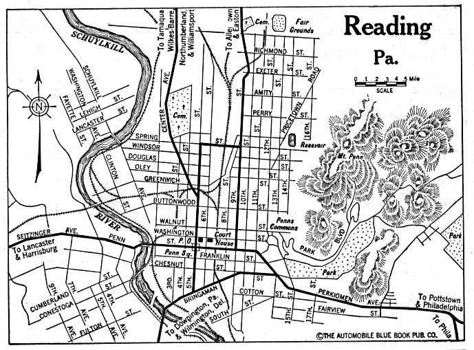 Mapa de la Ciudad de Reading, Pensilvania, Estados Unidos 1920