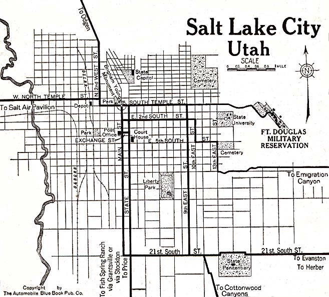Mapa de la Ciudad de Salt Lake City, Utah, Estados Unidos 1920