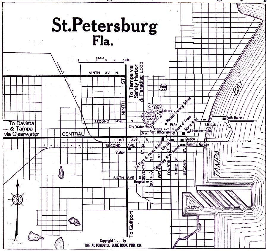 Mapa de la Ciudad de San Petersburgo, Florida, Estados Unidos 1919