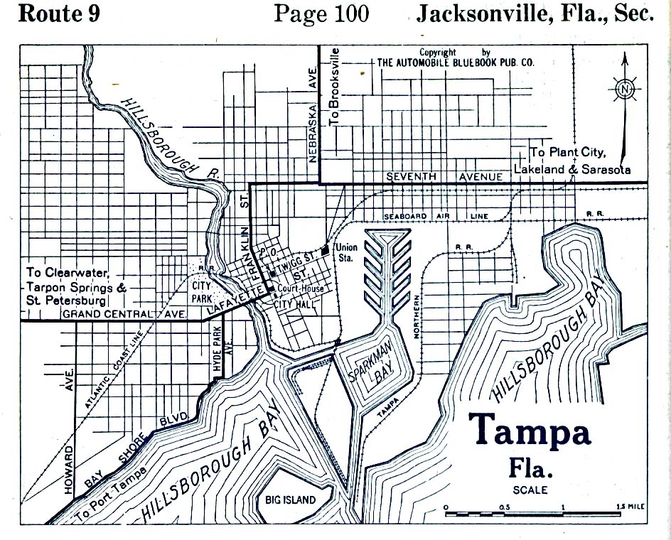 Mapa de la Ciudad de Tampa, Florida, Estados Unidos 1919