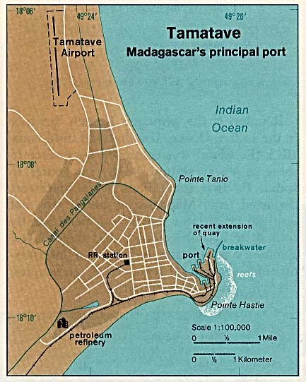 Mapa de la Ciudad de Toamasina (Tamatave), Madagascar