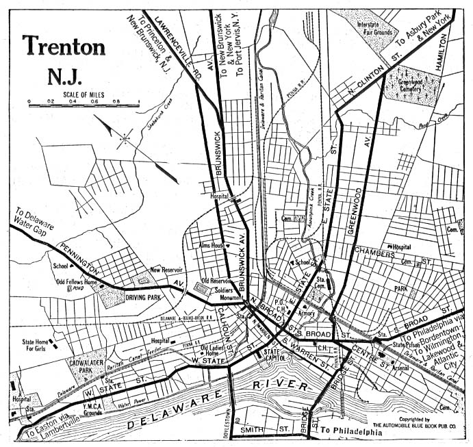 Mapa de la Ciudad de Trenton, Nueva Jersey, Estados Unidos 1920