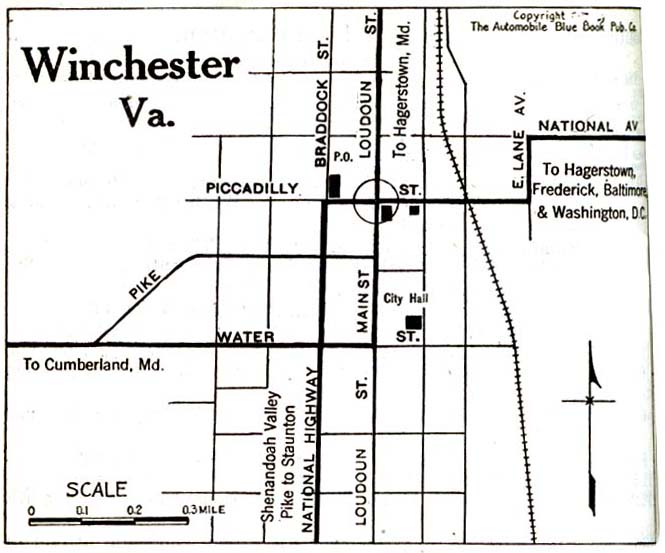 Mapa de la Ciudad de Winchester, Virginia, Estados Unidos 1920