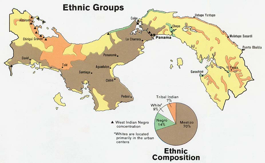 Mapa de la Composition Étnicas y de los Grupos Étnicos de Panamá