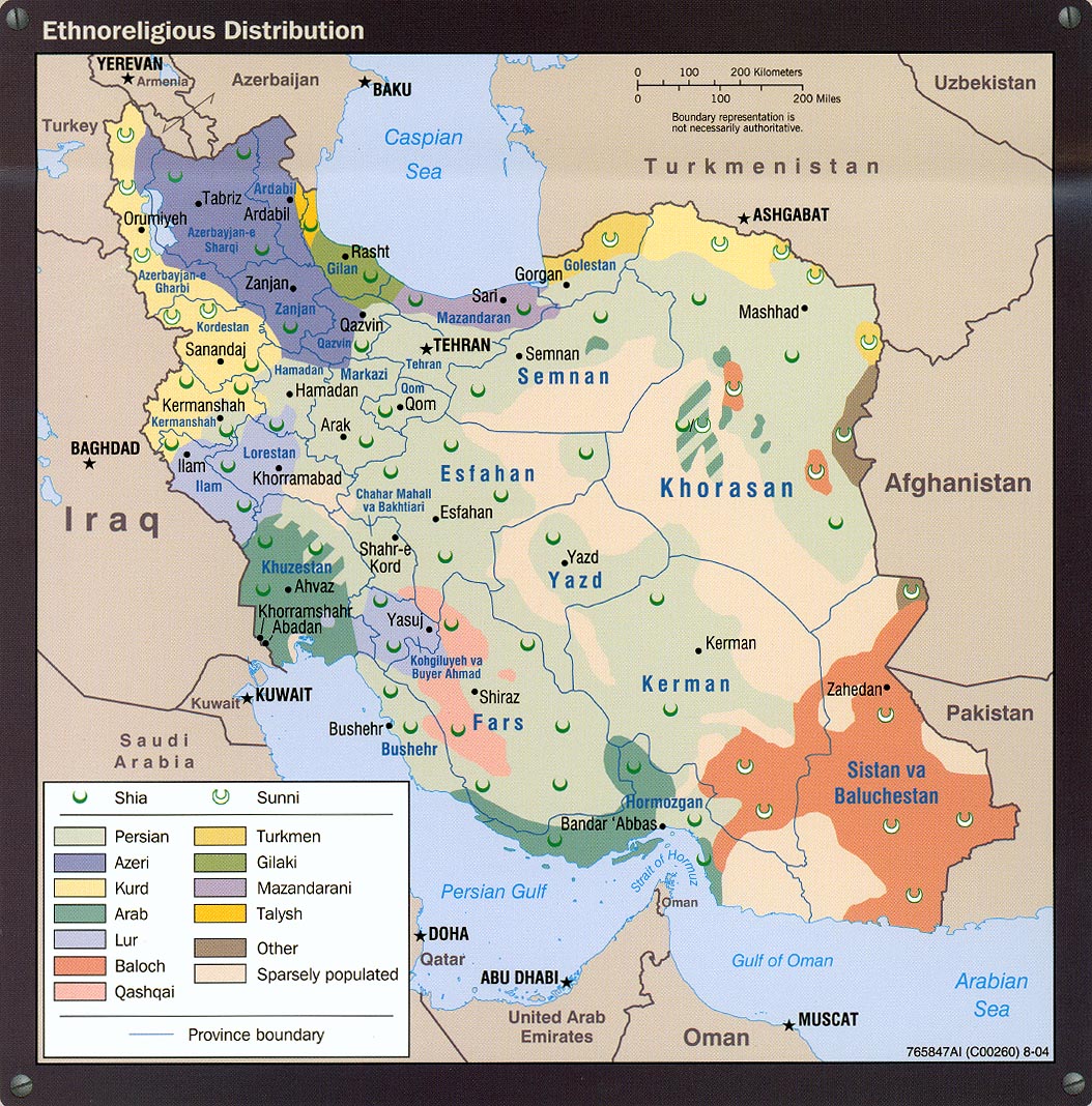 Mapa de la Distribución Etno-Religiosa en Irán