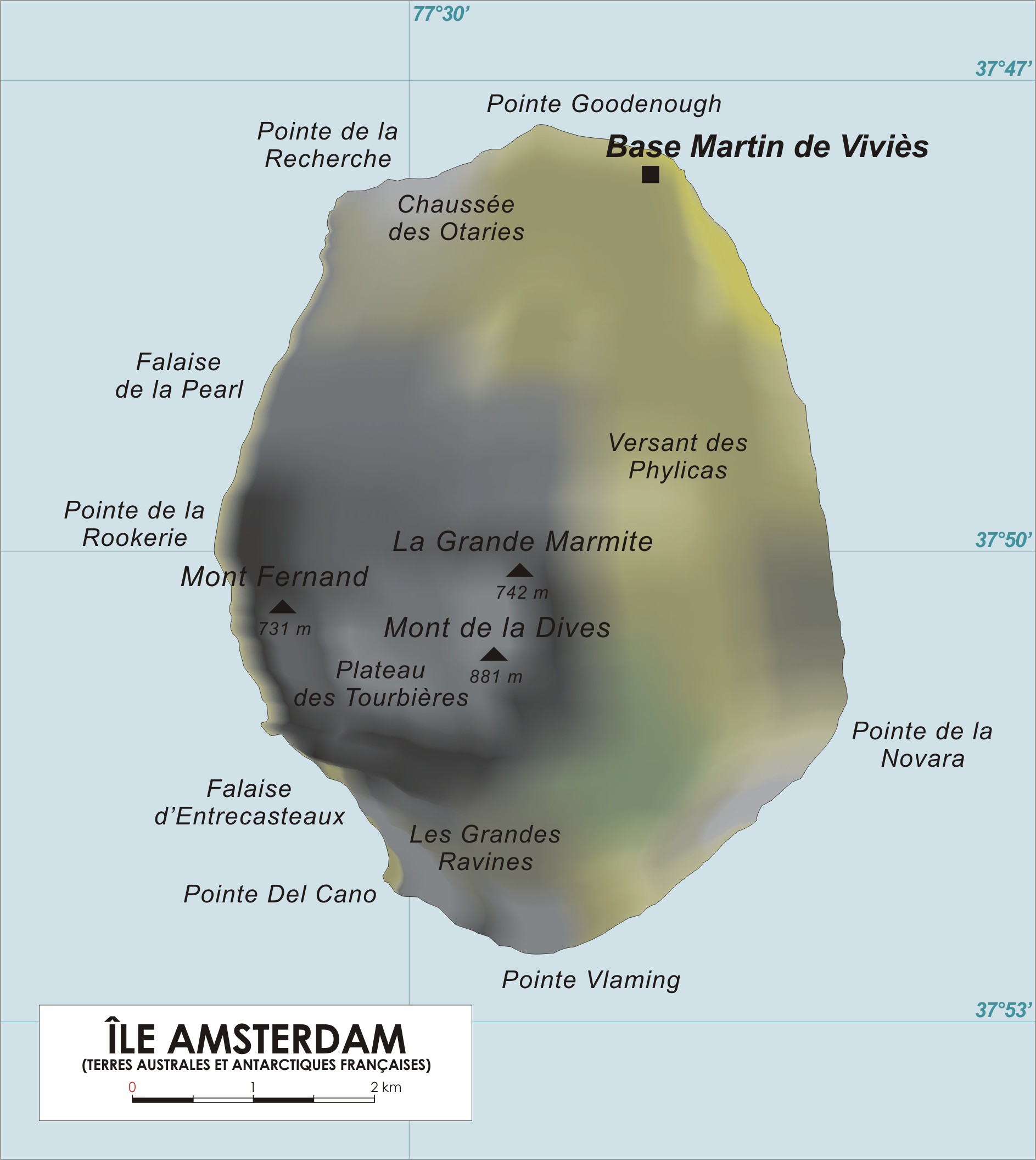 Mapa de la Isla Amsterdam