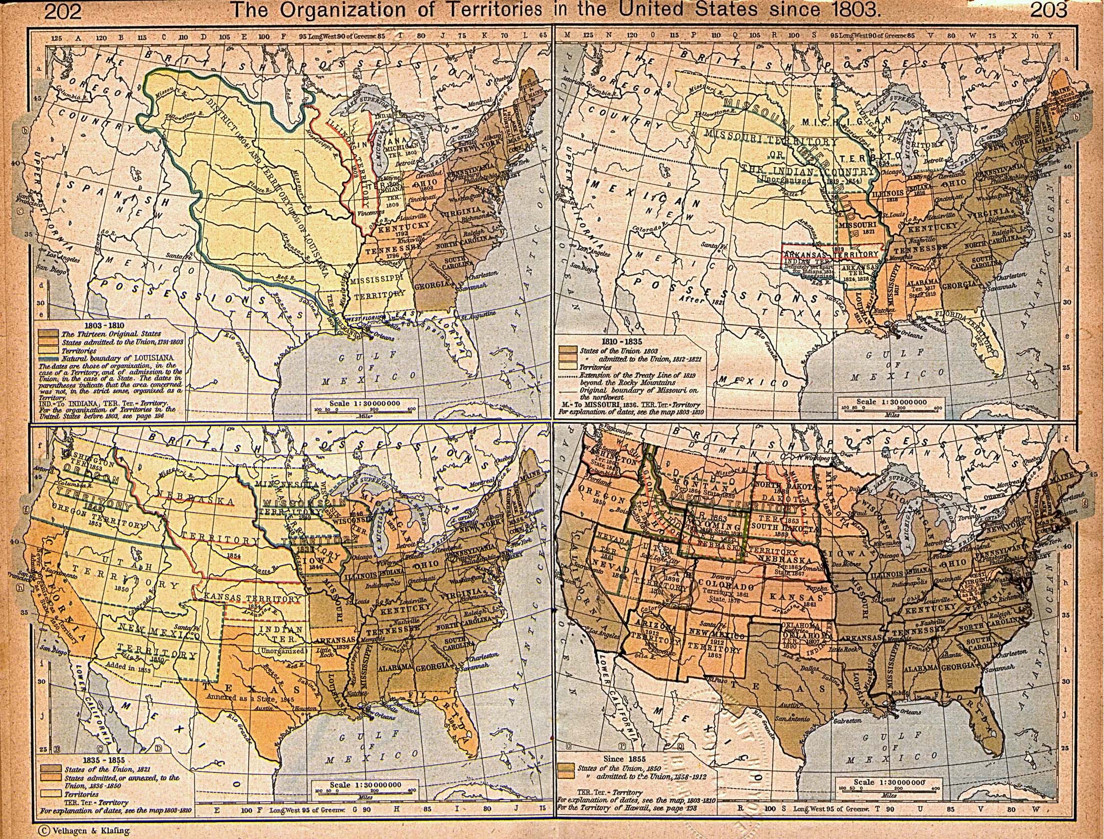 Mapa de la Organización de los Territorios en Estados Unidos Desde 1803
