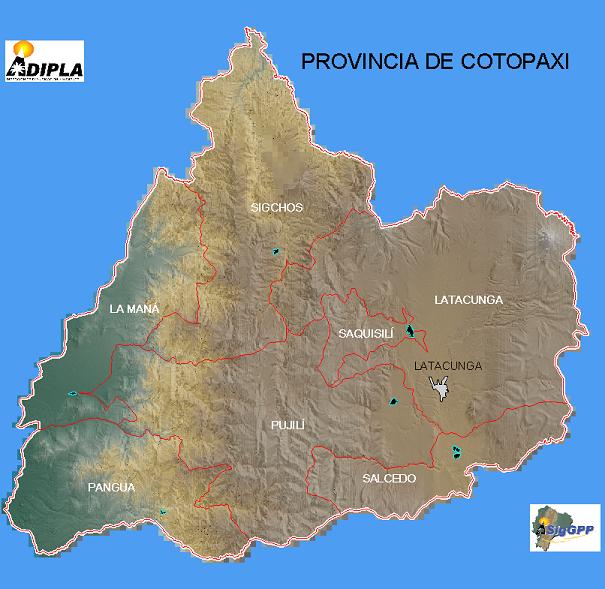 Mapa de la Provincia de Cotopaxi, Ecuador