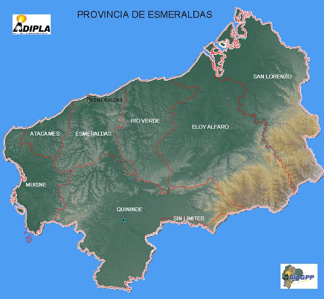 Mapa de la Provincia de Esmeraldas, Ecuador