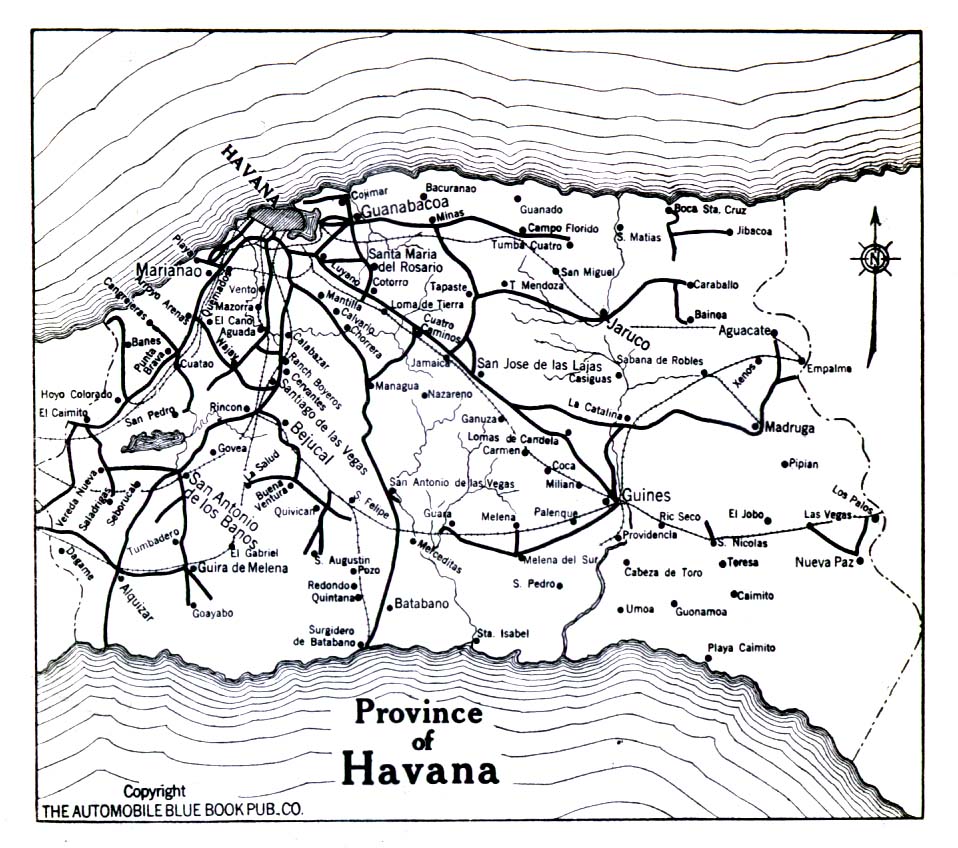 Mapa de la Provincia de La Havana, Cuba 1919
